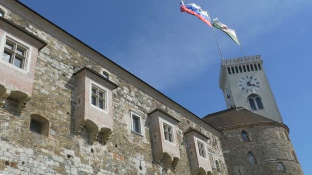 夏季卢布尔雅那城堡的景色 — 图库视频影像