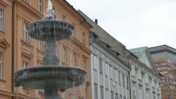 Blick Auf Einen Brunnen Der Stadt Ljubljana Slowenien — Stockvideo