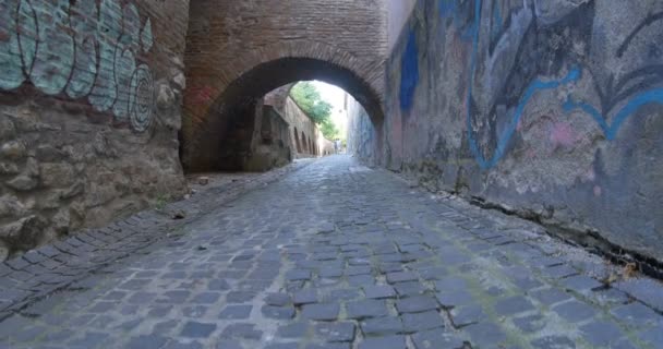Veduta Delle Mura Medievali Dei Portici Una Città — Video Stock