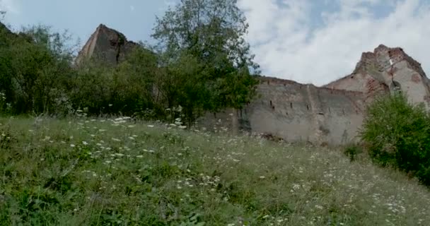 Kilátás Romok Egy Középkori Szász Castel Erdélyben — Stock videók
