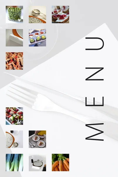 Collage Nombreux Plats Repas Sur Menu Restaurant — Photo