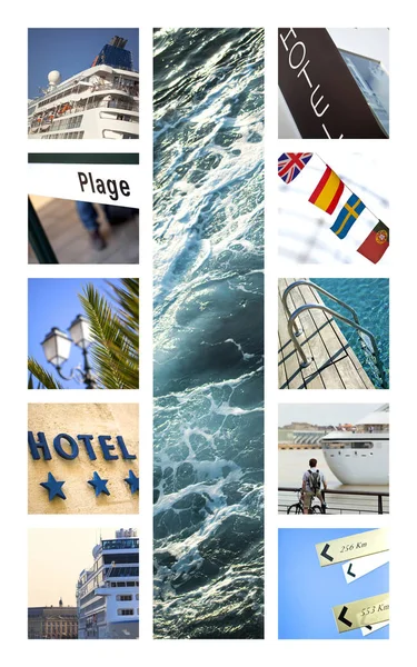 Hotel Und Transport Auf Einer Collage Über Tourismus Und Reisen — Stockfoto