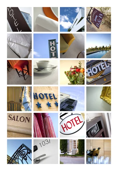Signos Interiores Los Hoteles Franceses Collage — Foto de Stock