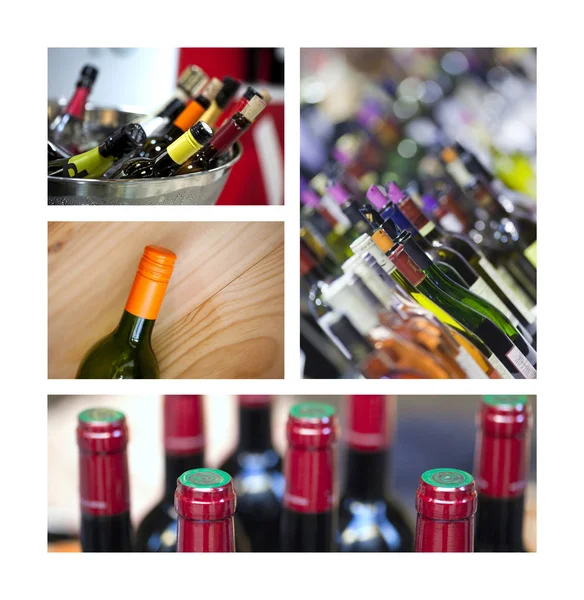 Collage Botellas Vino Para Degustación Bodega —  Fotos de Stock