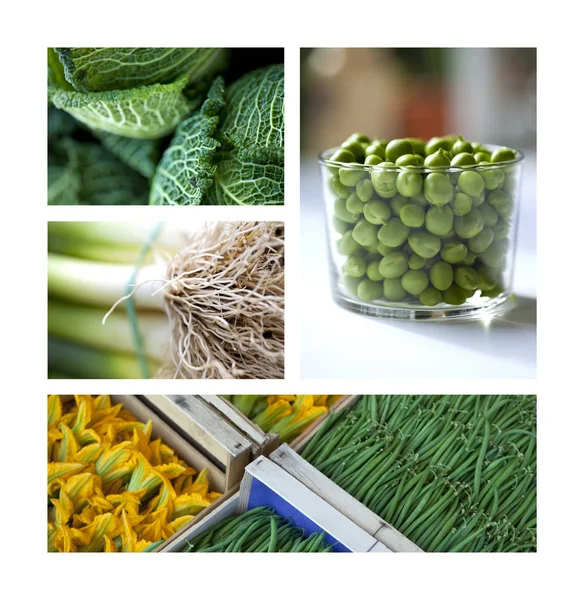 Frühlingsgrünes Gemüse Marktstand — Stockfoto