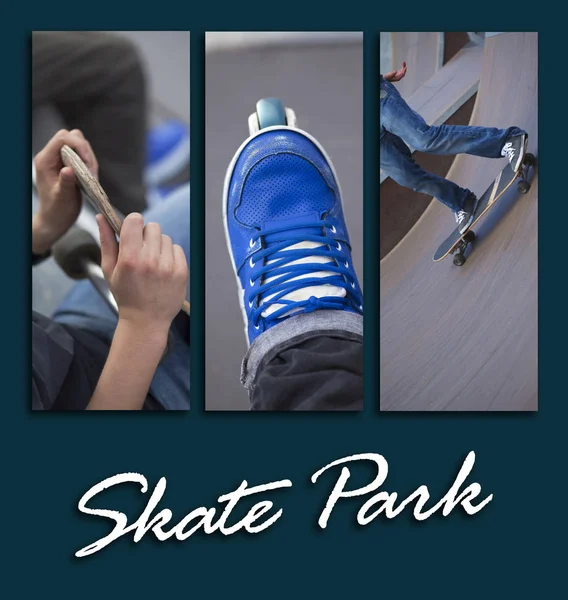 スケート公園コラージュのクローズ アップ — ストック写真