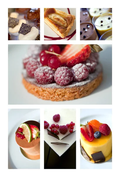 さまざまなケーキやコラージュのデザート — ストック写真