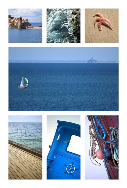 Bilder Aus Dem Urlaub Meer Auf Einer Collage — Stockfoto