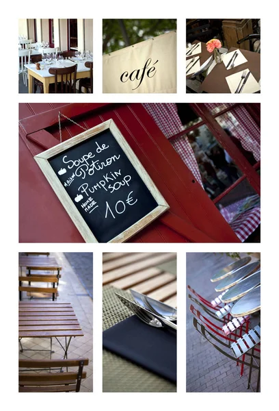 French Bistros Terraces Collage — Stock Photo, Image