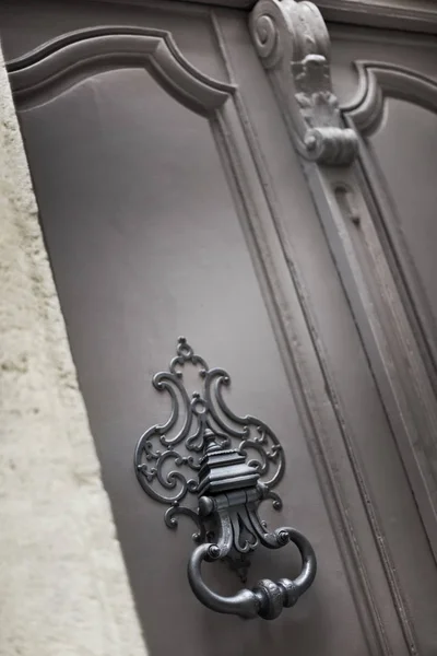 Gros Plan Une Porte Bois Sur Façade Manoir Français — Photo