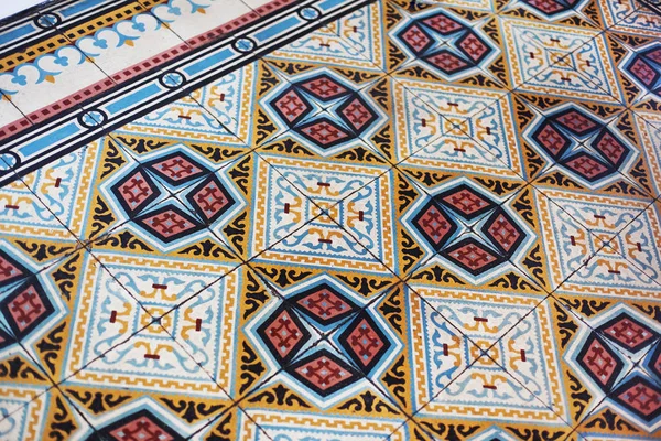 Decorative Vintage Tiles Floor French Hall — Stock Photo, Image
