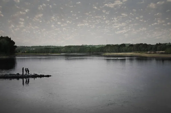 Pesca Rio Loire Crepúsculo — Fotografia de Stock