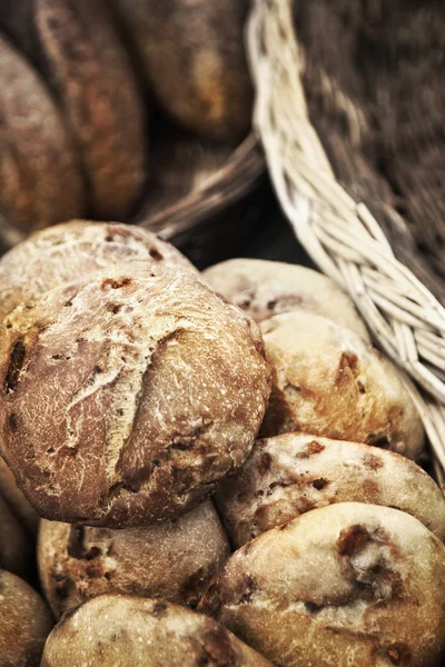 Gros Plan Pains Spéciaux Dans Une Boulangerie Française — Photo