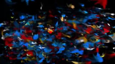 Kelebeğin çok renkli renkleri uçarak siyah zemin üzerinde parçacıklara ya da dumanlara dönüşür. Logo veya giriş için en iyi kullanım