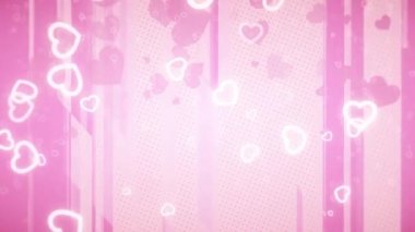 Pembe arka plan gölgelerinde tatlı pembe ve beyaz kalpler - animasyon
