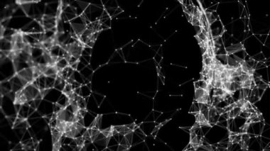 Siyah arkaplanda yayılan beyaz geometrik çizgiler - grafikler