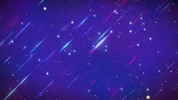 Belas Estrelas Cadentes Céu Noturno Roxo Animação — Vídeo de Stock
