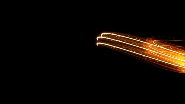 Fuego Naranja Brillante Volando Olas Fondo Negro Gráficos — Vídeo de stock