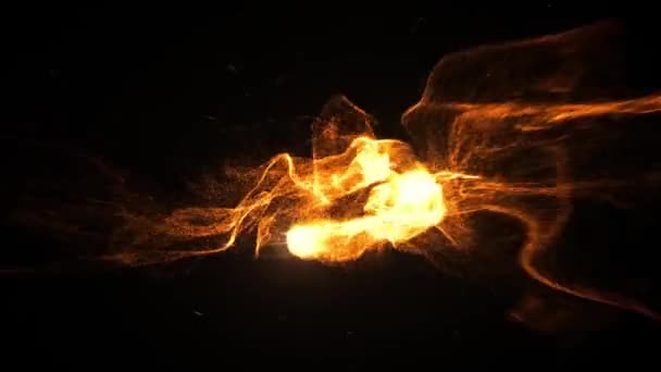 Bright Balls Fire Smashing Black Background Graphics — Stock Video