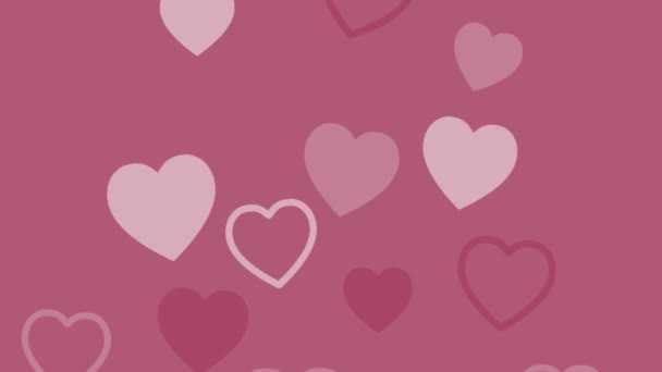 Pretty Pulsing Hearts Rising Pink Background Animation — Stock Video