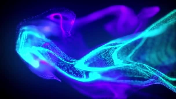 Colorful Particles Molecules Dispersing Spreading Twisting Slow Motion Effects — Stock Video