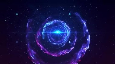 Parlak mavi ışık uzayda güzel duman dalgaları yayıyor, bir girdap - animasyon