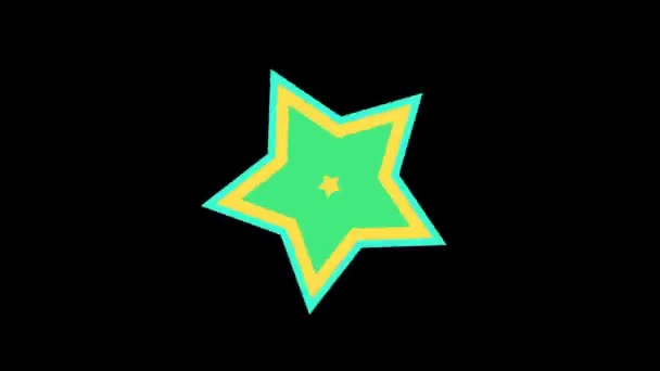 Estrelas Verdes Amarelas Com Efeito Infinito Animação — Vídeo de Stock
