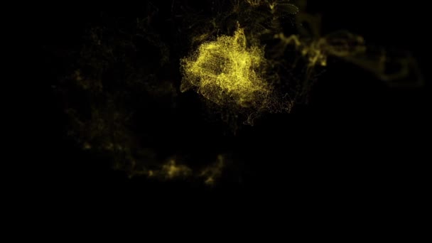 Φωτεινά Κίτρινα Σωματίδια Σκόνης Που Εκρήγνυνται Και Παγώνουν Στον Αέρα — Αρχείο Βίντεο