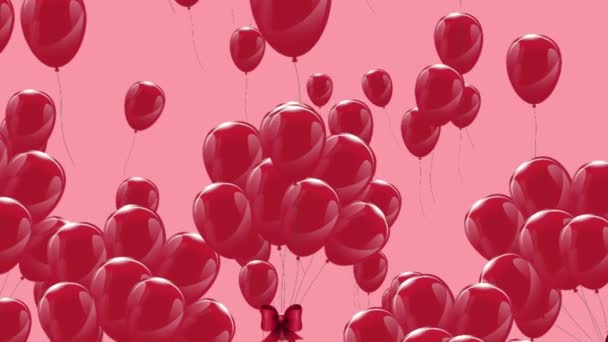Λαμπερό Βαθύ Ροζ Στρογγυλεμένα Μπαλόνια Που Επιπλέουν Αργά Ροζ Φόντο — Αρχείο Βίντεο