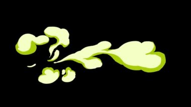 Siyah arka planda patlayan sarı duman seti. Comic Smoke Efekti. - Animasyon