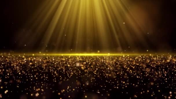Luz Dorada Que Brilla Sobre Partículas Polvo Animación — Vídeo de stock