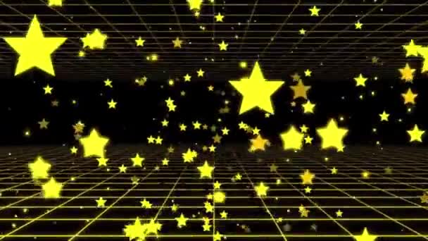 Volando Través Una Pared Bonitas Estrellas Amarillas Animación — Vídeo de stock