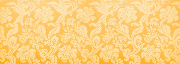 French Yellow Golden Tapestry Wall Texture Baroque Background Luxury Banner — Stock Photo, Image
