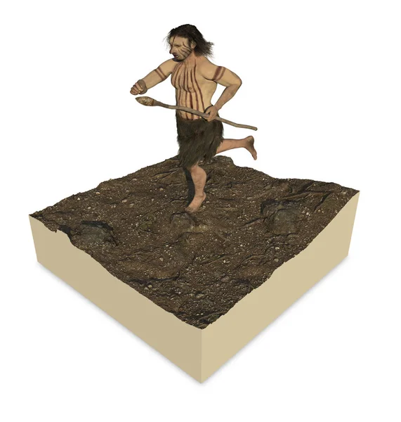 Digitale Illustration Und Darstellung Eines Neandertalers — Stockfoto