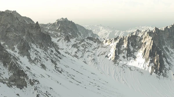 3d render of snowy mountains