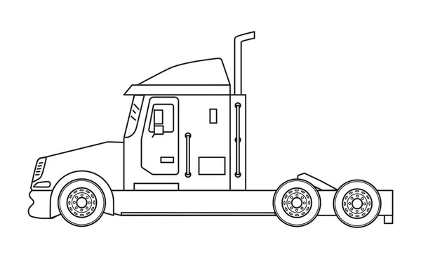 ライン アートのスタイルでトレーラーなしの白い背景の上のトラック ビジネス コンセプト — ストックベクタ