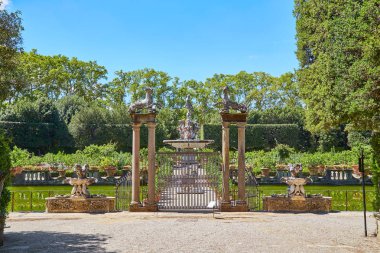 Boboli bahçe yeşil su, İtalya ile bir su birikintisi ile Floransa'da Çeşme