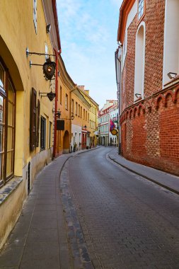 Litvanya - Vilnius sermayenin eski şehirde boş sokak