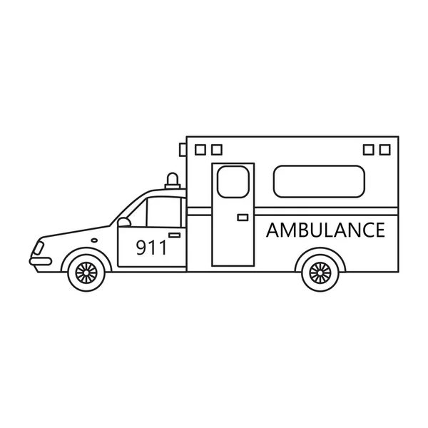 医疗救护车在线条艺术风格中的使用 — 图库矢量图片