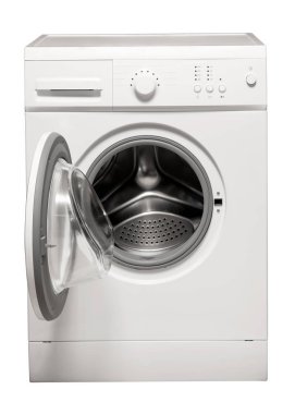 Beyaz arkaplanda çamaşır makinesi