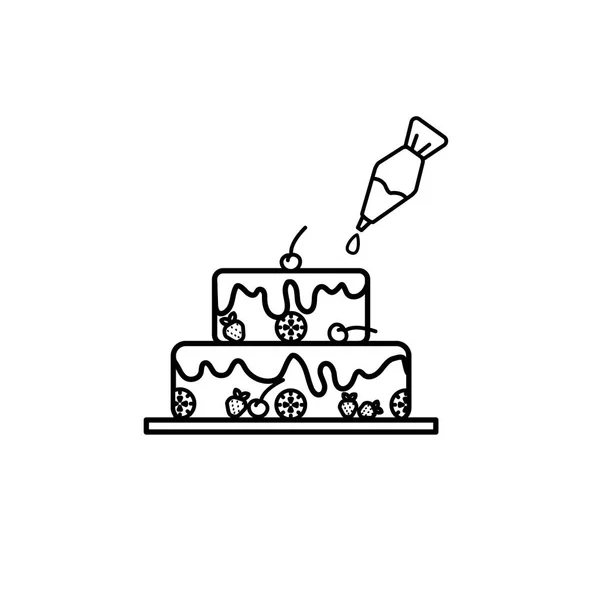 Торт в лінійному дизайні — стоковий вектор