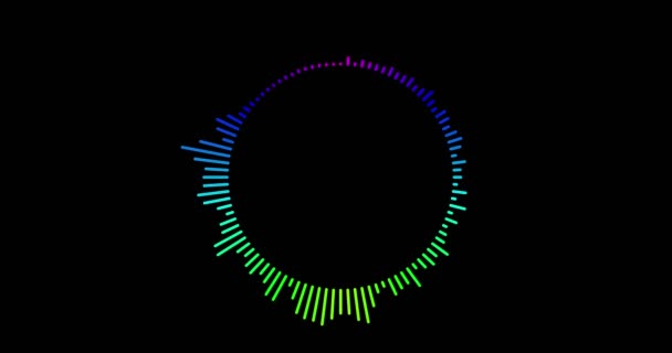 4K具有彩色有源音频波形的圆形动画 音频波形可视化 — 图库视频影像