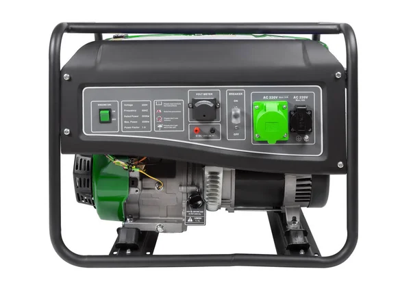 Benzine Hand Kar Gemonteerd Motor Generator Vooraanzicht Geïsoleerd Witte Backgroun — Stockfoto