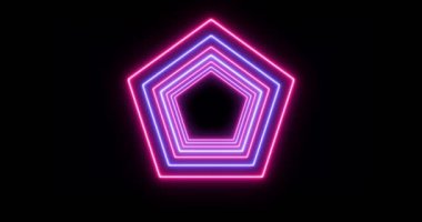 Neon tüneli fütüristik 4K animasyonu. Altıgen neon tünel renk canlandırması.
