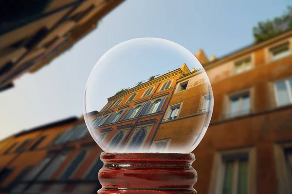 Unusual View Street Rome Trastevere District Early Morning Glass Transparent — Stock Photo, Image