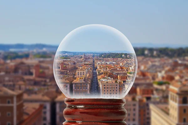 Vittorio Emanuele Anıtındaki Gözlem Güvertesinden Şeffaf Bir Balla Roma Nın — Stok fotoğraf