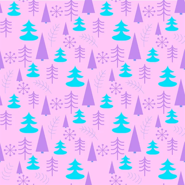 矢量无缝图案与圣诞树 明媚的新年模式 — 图库矢量图片