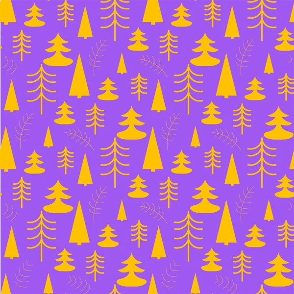 Vector Seamless Pattern Christmas Tree Bright New Year Pattern — Stock Vector