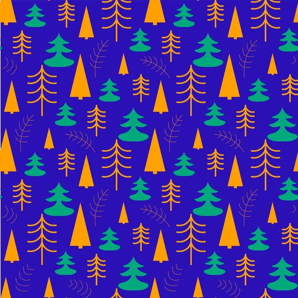 矢量无缝图案与圣诞树 明媚的新年模式 — 图库矢量图片