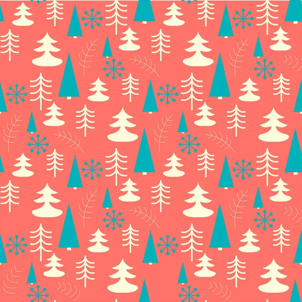 クリスマスツリーとベクトルシームレスパターン 明るい新年のパターン — ストックベクタ